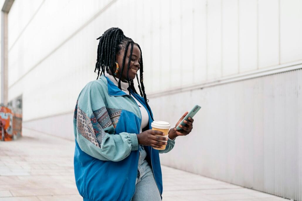 Happy Black Woman in the City