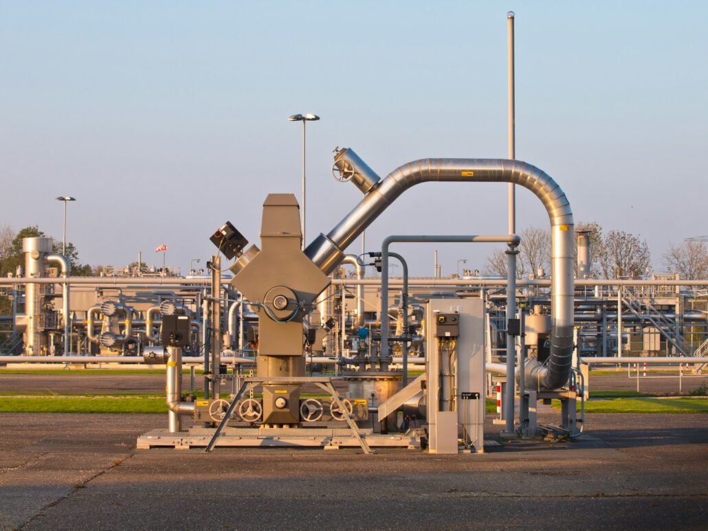 Natural gas well processing plant backdrop